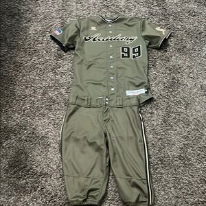 Mens Olive Green Baseball Uniform Set